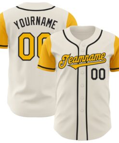 Custom Cream Gold-Black Authentic Two Tone Baseball Jersey