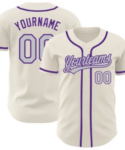 Custom Cream Gray-Purple Authentic Baseball Jersey