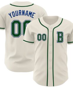 Custom Cream Green-Royal Authentic Baseball Jersey