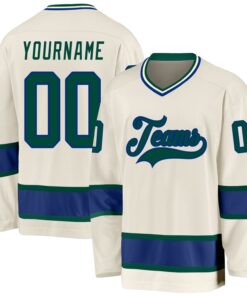 Custom Cream Green-Royal Hockey Jersey
