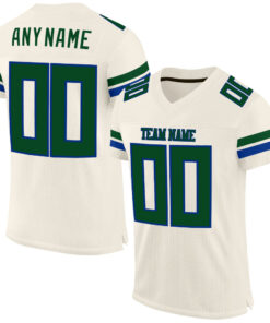 Custom Cream Green-Royal Mesh Authentic Football Jersey