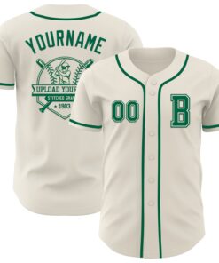Custom Cream Kelly Green Authentic Baseball Jersey