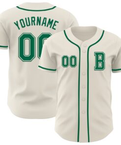 Custom Cream Kelly Green Authentic Baseball Jersey