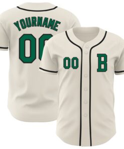 Custom Cream Kelly Green-Black Authentic Baseball Jersey