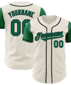 Custom Cream Kelly Green-Black Authentic Two Tone Baseball Jersey