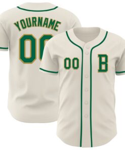 Custom Cream Kelly Green-Old Gold Authentic Baseball Jersey