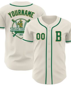 Custom Cream Kelly Green-Old Gold Authentic Baseball Jersey