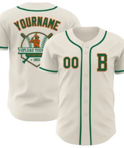 Custom Cream Kelly Green-Orange Authentic Baseball Jersey