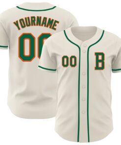 Custom Cream Kelly Green-Orange Authentic Baseball Jersey
