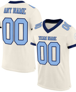 Custom Cream Light Blue-Navy Mesh Authentic Football Jersey