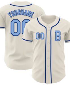 Custom Cream Light Blue-Royal Authentic Baseball Jersey