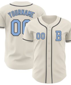 Custom Cream Light Blue-Steel Gray Authentic Baseball Jersey