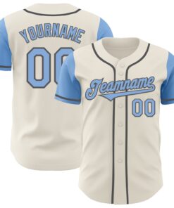 Custom Cream Light Blue-Steel Gray Authentic Two Tone Baseball Jersey