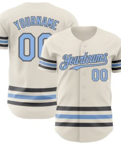 Custom Cream Light Blue-Steel Gray Line Authentic Baseball Jersey