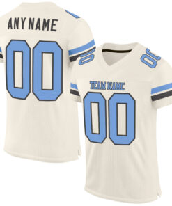 Custom Cream Light Blue-Steel Gray Mesh Authentic Football Jersey