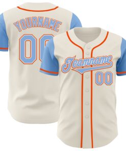 Custom Cream Light Blue White-Orange Authentic Two Tone Baseball Jersey