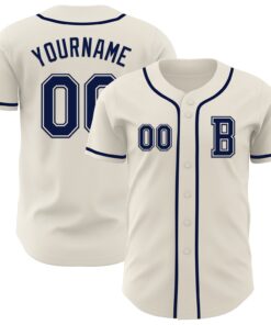 Custom Cream Navy Authentic Baseball Jersey