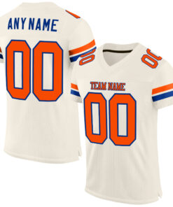 Custom Cream Orang-Royal Mesh Authentic Football Jersey