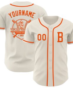 Custom Cream Orange Authentic Baseball Jersey