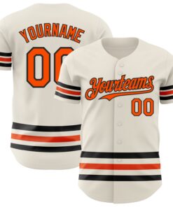 Custom Cream Orange-Black Line Authentic Baseball Jersey