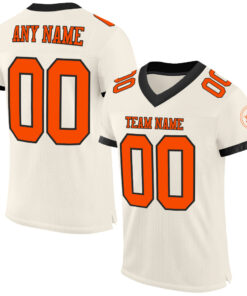 Custom Cream Orange-Black Mesh Authentic Football Jersey
