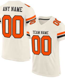 Custom Cream Orange-Black Mesh Authentic Football Jersey