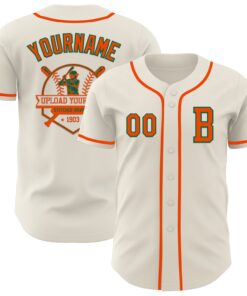 Custom Cream Orange-Kelly Green Authentic Baseball Jersey
