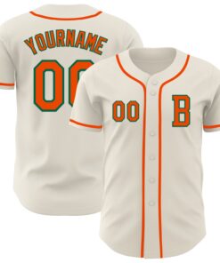 Custom Cream Orange-Kelly Green Authentic Baseball Jersey