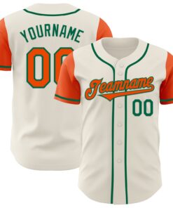 Custom Cream Orange-Kelly Green Authentic Two Tone Baseball Jersey