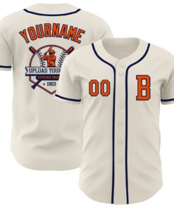 Custom Cream Orange-Navy Authentic Baseball Jersey