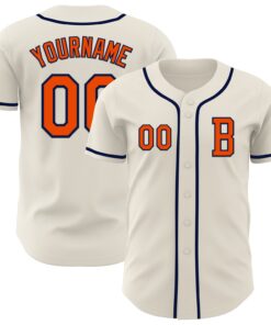 Custom Cream Orange-Navy Authentic Baseball Jersey