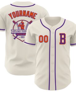 Custom Cream Orange-Purple Authentic Baseball Jersey