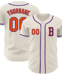 Custom Cream Orange-Purple Authentic Baseball Jersey