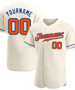 Custom Cream Orange-Royal Authentic Baseball Jersey