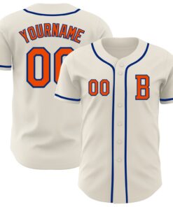 Custom Cream Orange-Royal Authentic Baseball Jersey