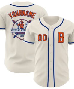 Custom Cream Orange-Royal Authentic Baseball Jersey