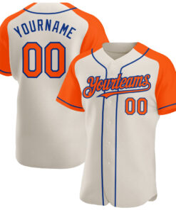 Custom Cream Orange-Royal Authentic Raglan Sleeves Baseball Jersey