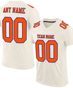 Custom Cream Orange-Royal Mesh Authentic Football Jersey