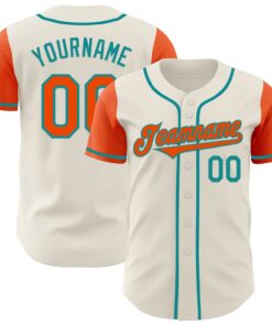 Custom Cream Orange-Teal Authentic Two Tone Baseball Jersey