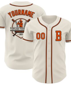 Custom Cream Orange=Black Authentic Baseball Jersey