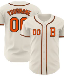 Custom Cream Orange=Black Authentic Baseball Jersey