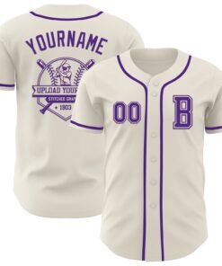 Custom Cream Purple Authentic Baseball Jersey