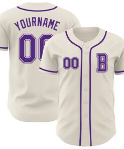 Custom Cream Purple Authentic Baseball Jersey