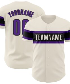 Custom Cream Purple-Black Authentic Baseball Jersey