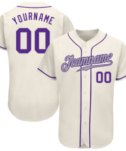 Custom Cream Purple-Gray Authentic Baseball Jersey