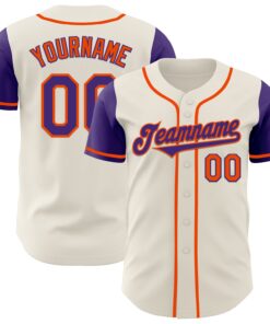 Custom Cream Purple-Orange Authentic Two Tone Baseball Jersey