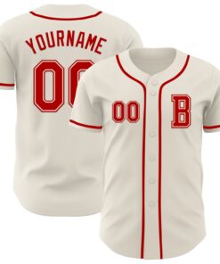 Custom Cream Red Authentic Baseball Jersey