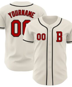 Custom Cream Red-Black Authentic Baseball Jersey