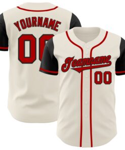 Custom Cream Red-Black Authentic Two Tone Baseball Jersey