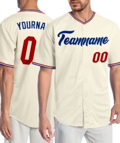 Custom Cream Red-Royal Authentic Baseball Jersey